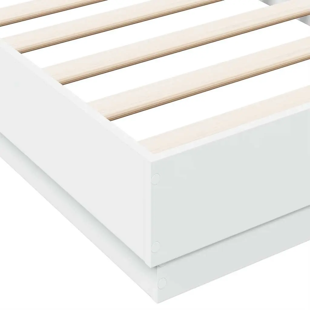 Bed Frame White 90x190 cm Engineered Wood Slatted Base Bedroom Furniture