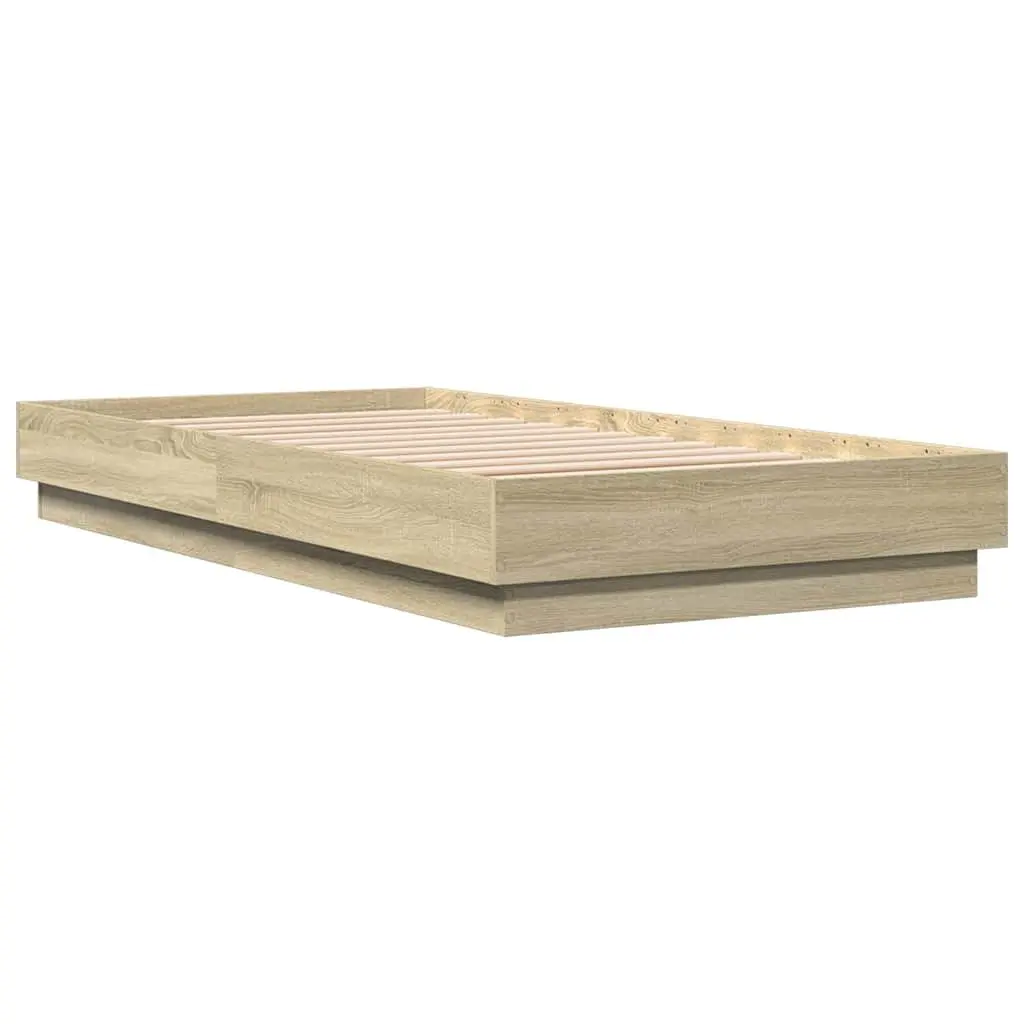 Bed Frame Sonoma Oak Engineered Wood 90x190 cm Slatted Base Furniture
