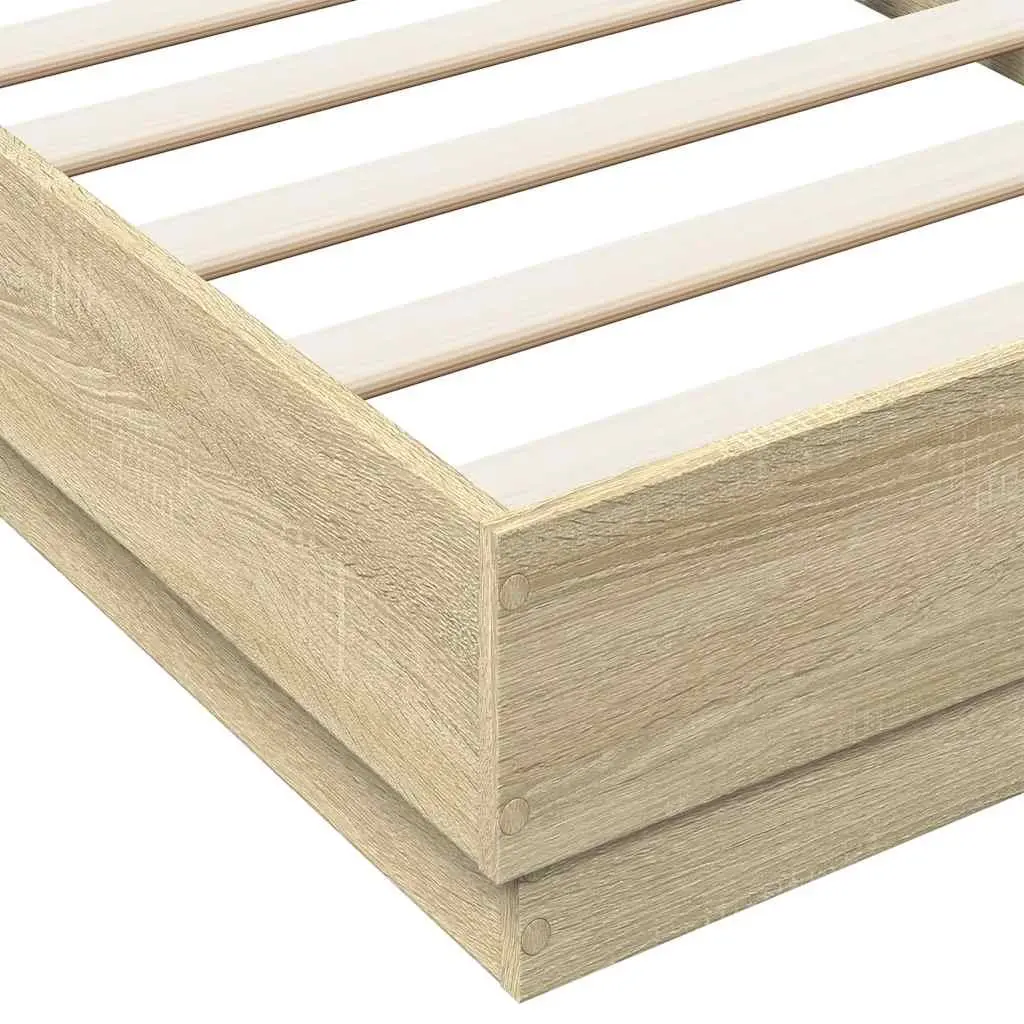 Bed Frame Sonoma Oak Engineered Wood 90x190 cm Slatted Base Furniture