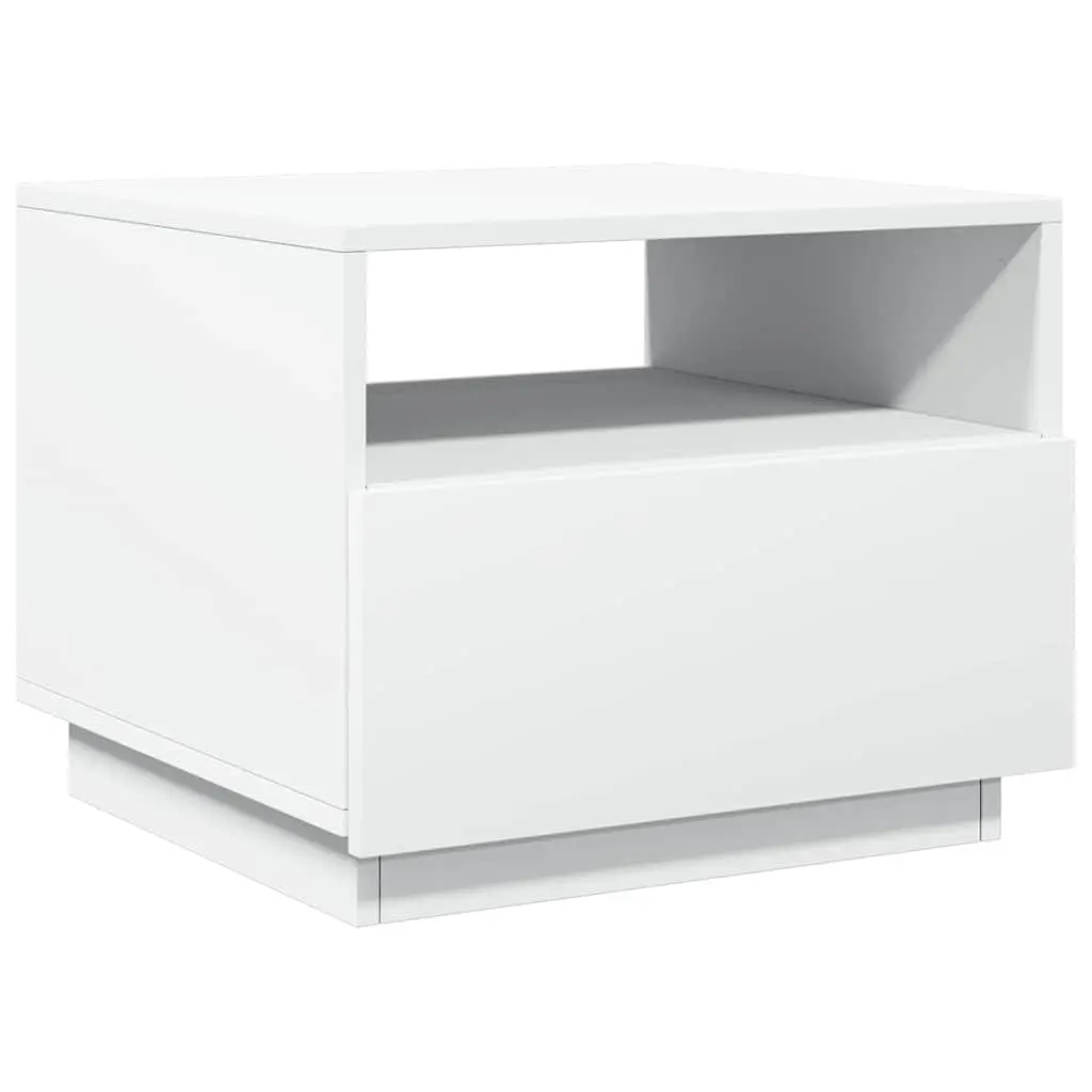 Coffee Table RGB LED Lights Modern White Accent Side Table 50 x 49 x 40 cm