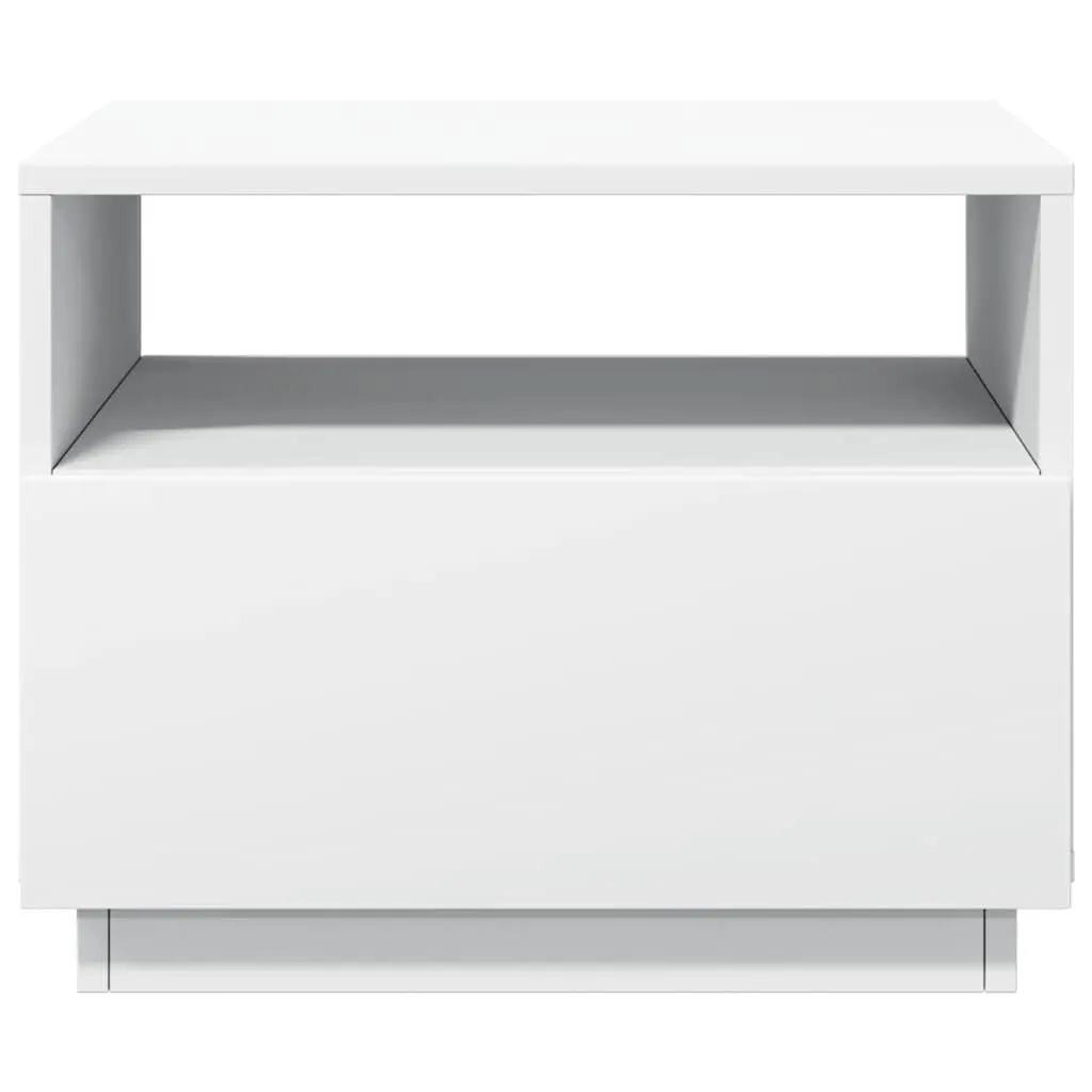 Coffee Table RGB LED Lights Modern White Accent Side Table 50 x 49 x 40 cm