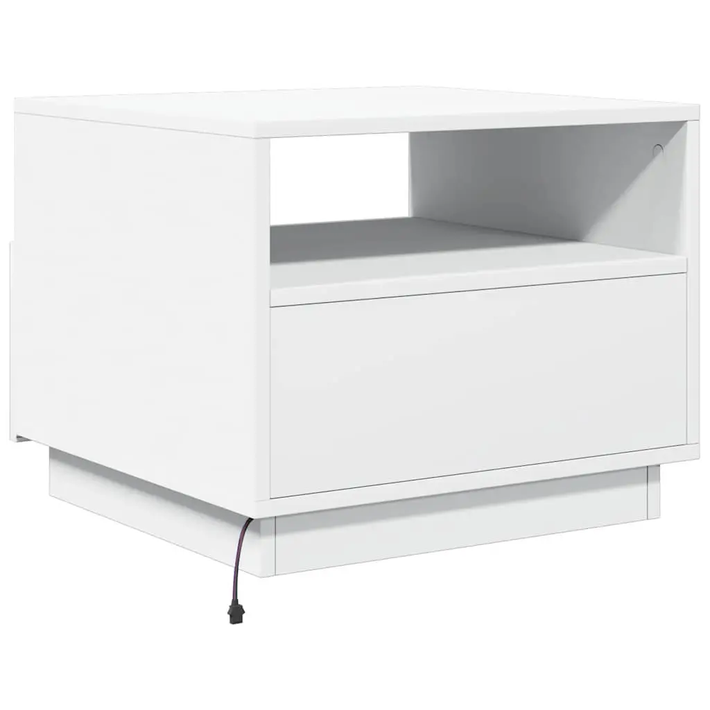 Coffee Table RGB LED Lights Modern White Accent Side Table 50 x 49 x 40 cm