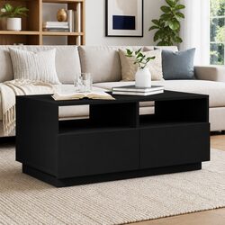 Reliable Black Coffee Table with Stylish LED Lighting