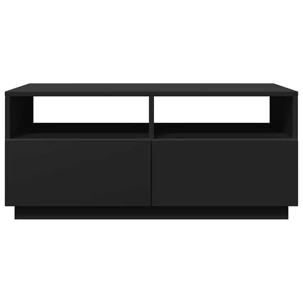 Coffee Table with RGB LED Lights Black Modern Living Room Accent Furniture