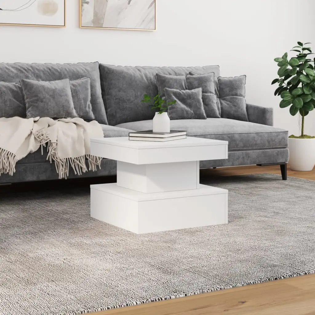 Coffee Table RGB LED Lights Modern Living Room Accent White 50x50x40cm