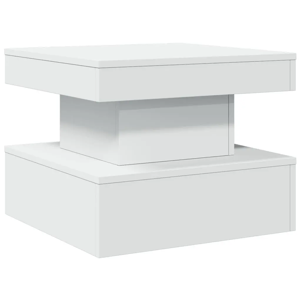 Coffee Table RGB LED Lights Modern Living Room Accent White 50x50x40cm