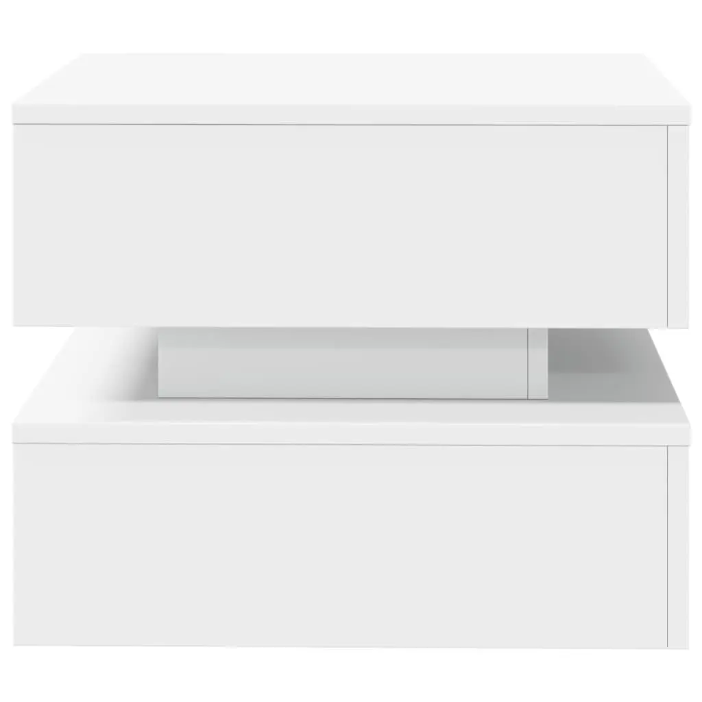 White Coffee Table with RGB LED Lights for Living Room 50cm x 50cm x 40cm
