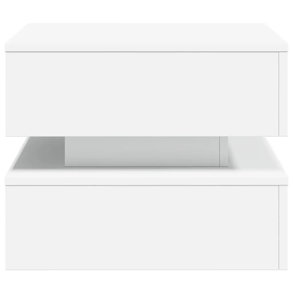 White Coffee Table with RGB LED Lights for Living Room 50cm x 50cm x 40cm