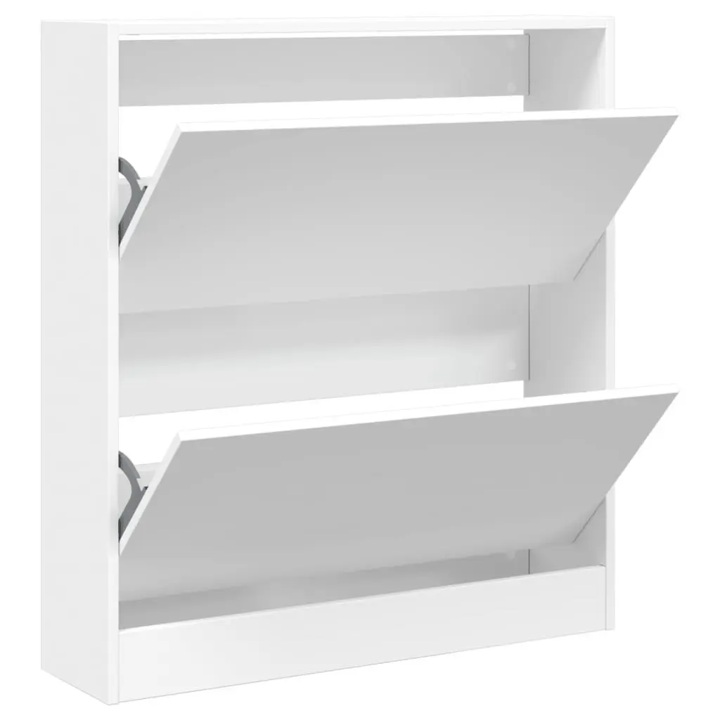 Shoe Cabinet Storage Organiser Compact White 80W x 21D x 87.5H cm
