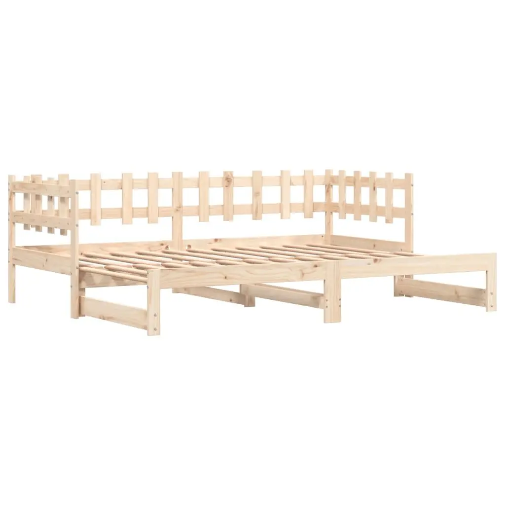 Day Bed Pull-out Guest Bed Solid Wood Slatted Base 90x190cm Brown