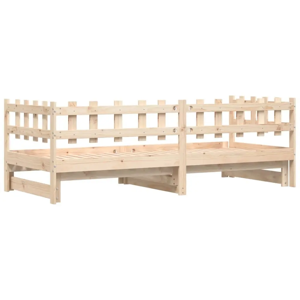 Day Bed Pull-out Guest Bed Solid Wood Slatted Base 90x190cm Brown