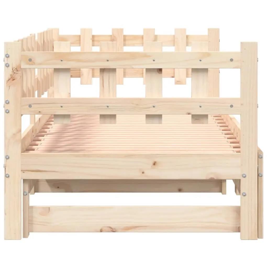 Day Bed Pull-out Guest Bed Solid Wood Slatted Base 90x190cm Brown