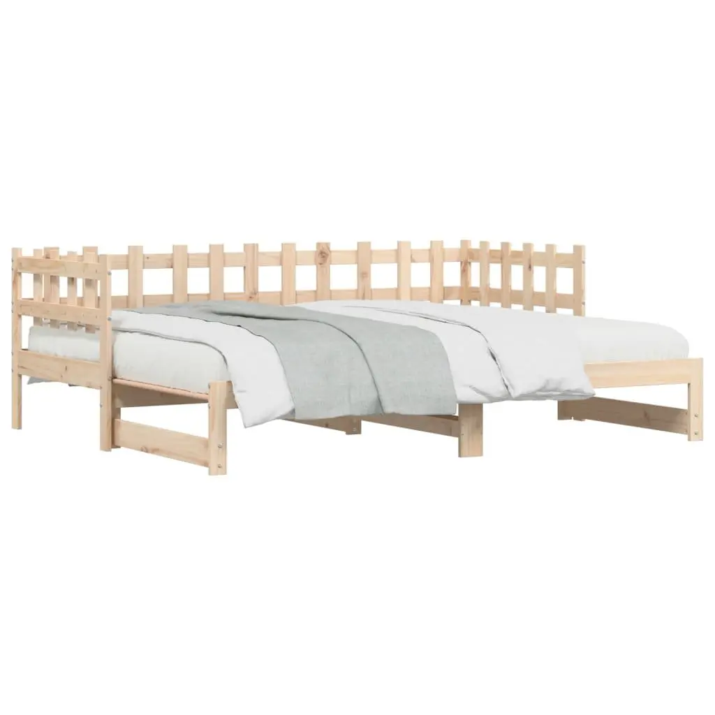 Day Bed Pull-out Guest Bed Solid Wood Slatted Base 90x190cm Brown