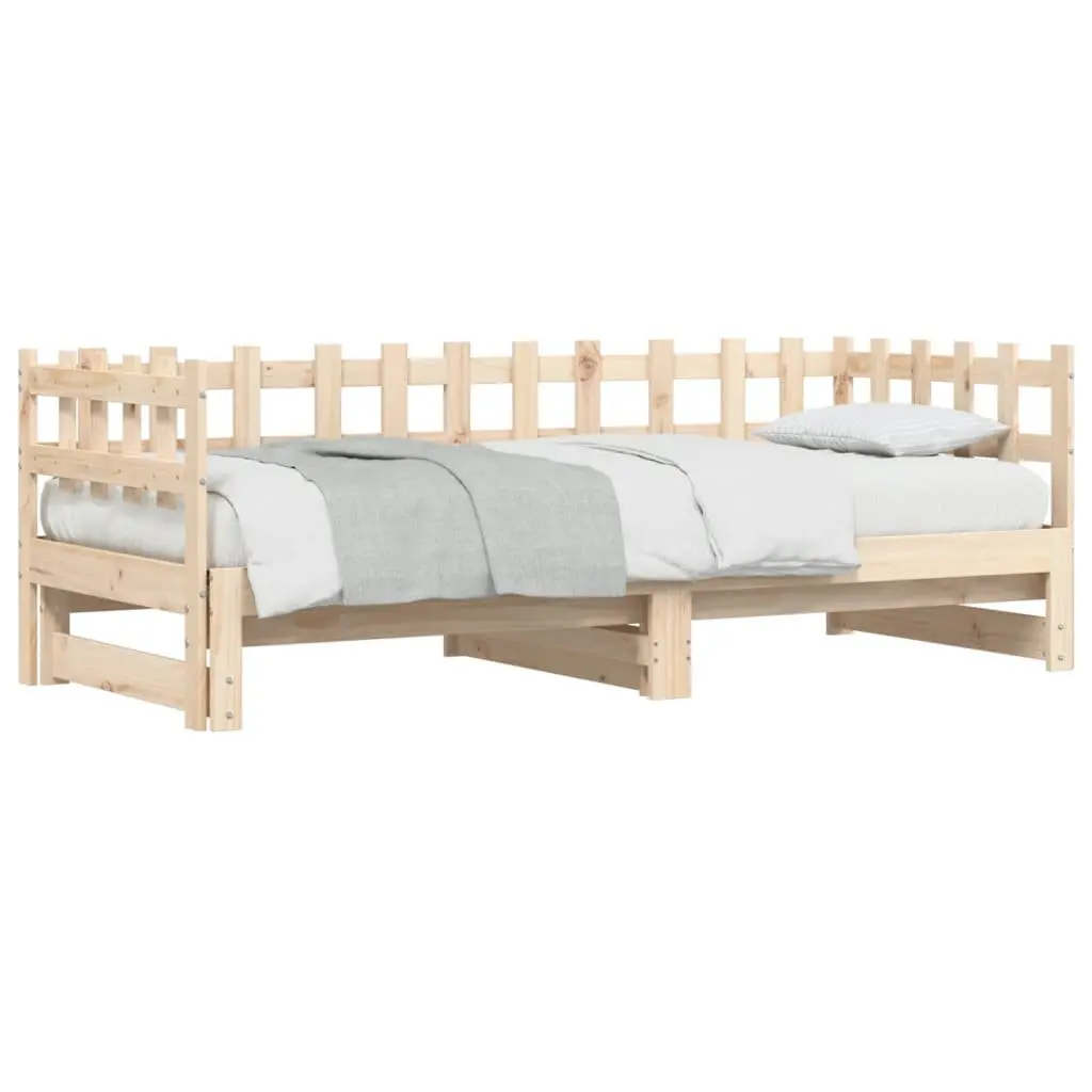 Day Bed Pull-out Guest Bed Solid Wood Slatted Base 90x190cm Brown