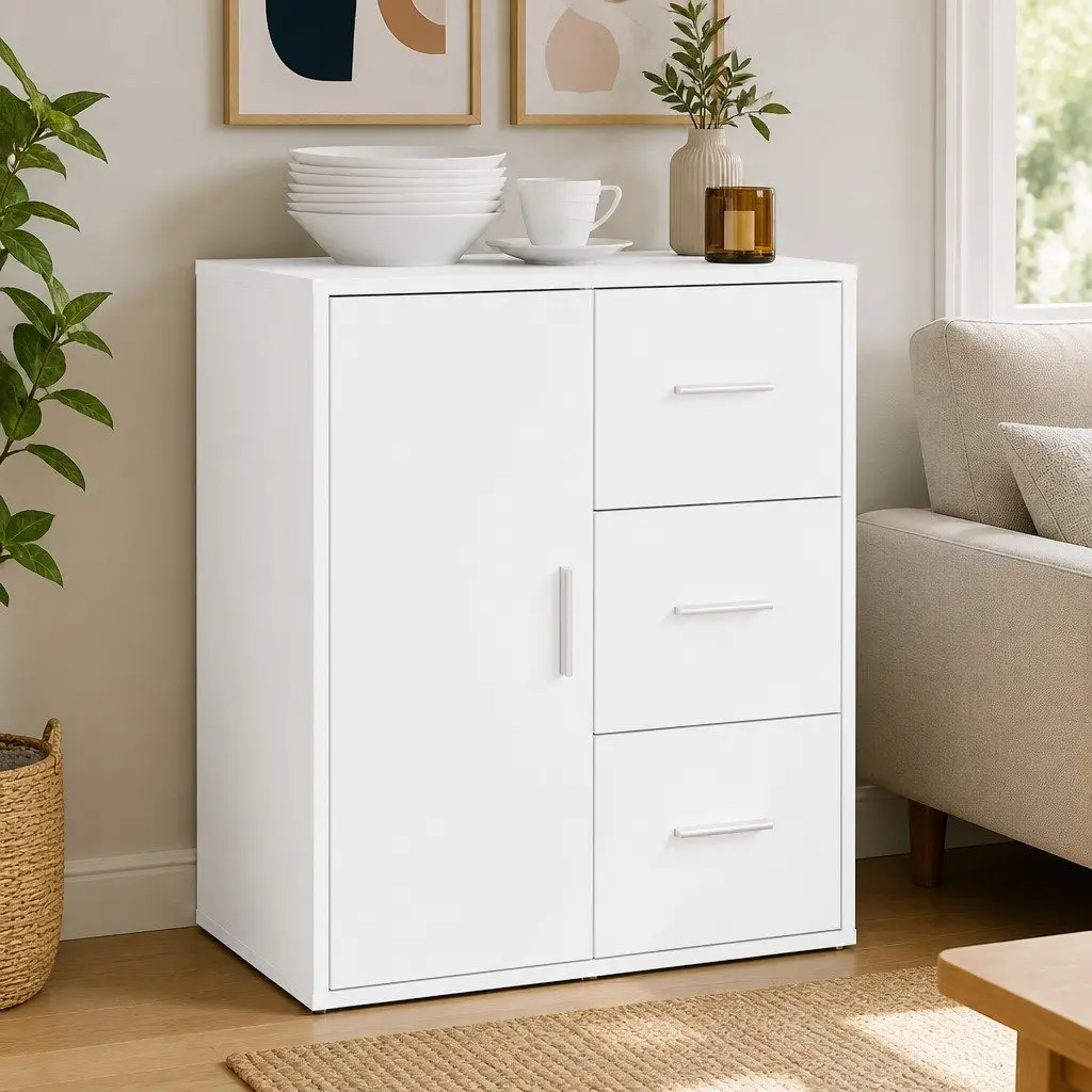 Sideboard Storage Cabinet White 60x31x70 cm Engineered Wood