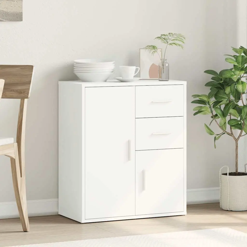 White Sideboard Storage Cabinet Engineered Wood 60x31x70 cm Furniture