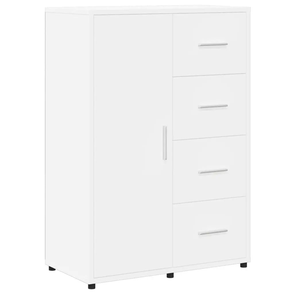 White Storage Cabinet Sideboard Engineered Wood 60x31x84 cm Durable Furniture