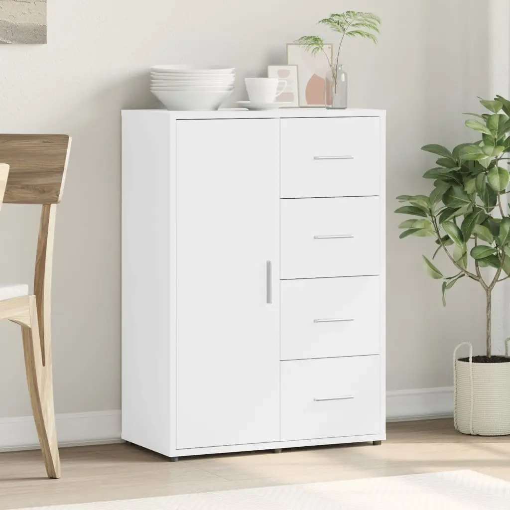 White Storage Cabinet Sideboard Engineered Wood 60x31x84 cm Durable Furniture