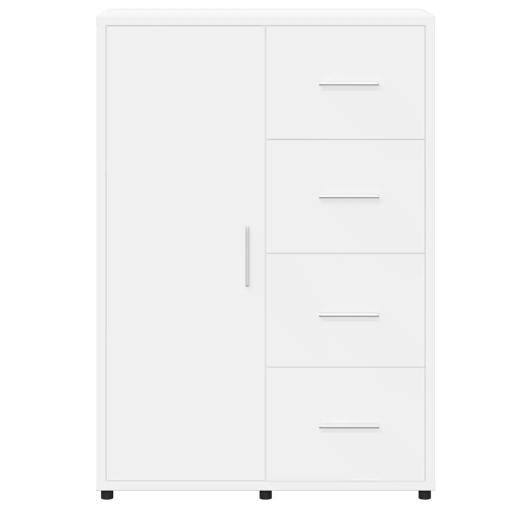 White Storage Cabinet Sideboard Engineered Wood 60x31x84 cm Durable Furniture