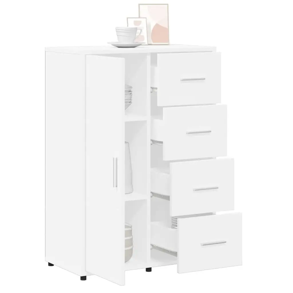 White Storage Cabinet Sideboard Engineered Wood 60x31x84 cm Durable Furniture