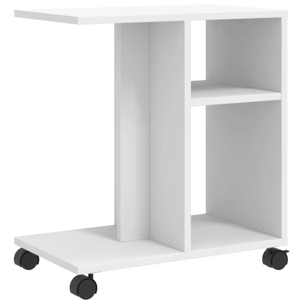 White Side Table for Storage and Convenience