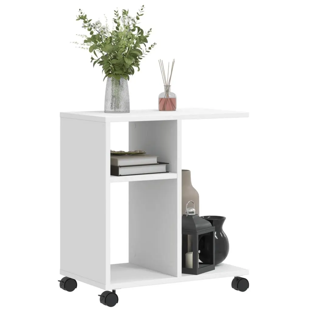 White Side Table for Storage and Convenience