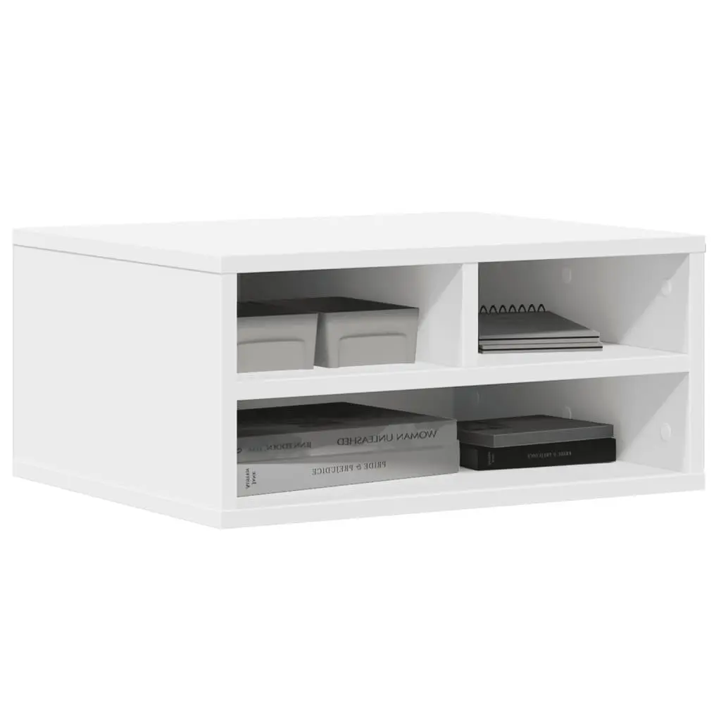 Printer Stand Organiser Shelf Storage Office Desk Table White 49 x 40 x 22.5 cm