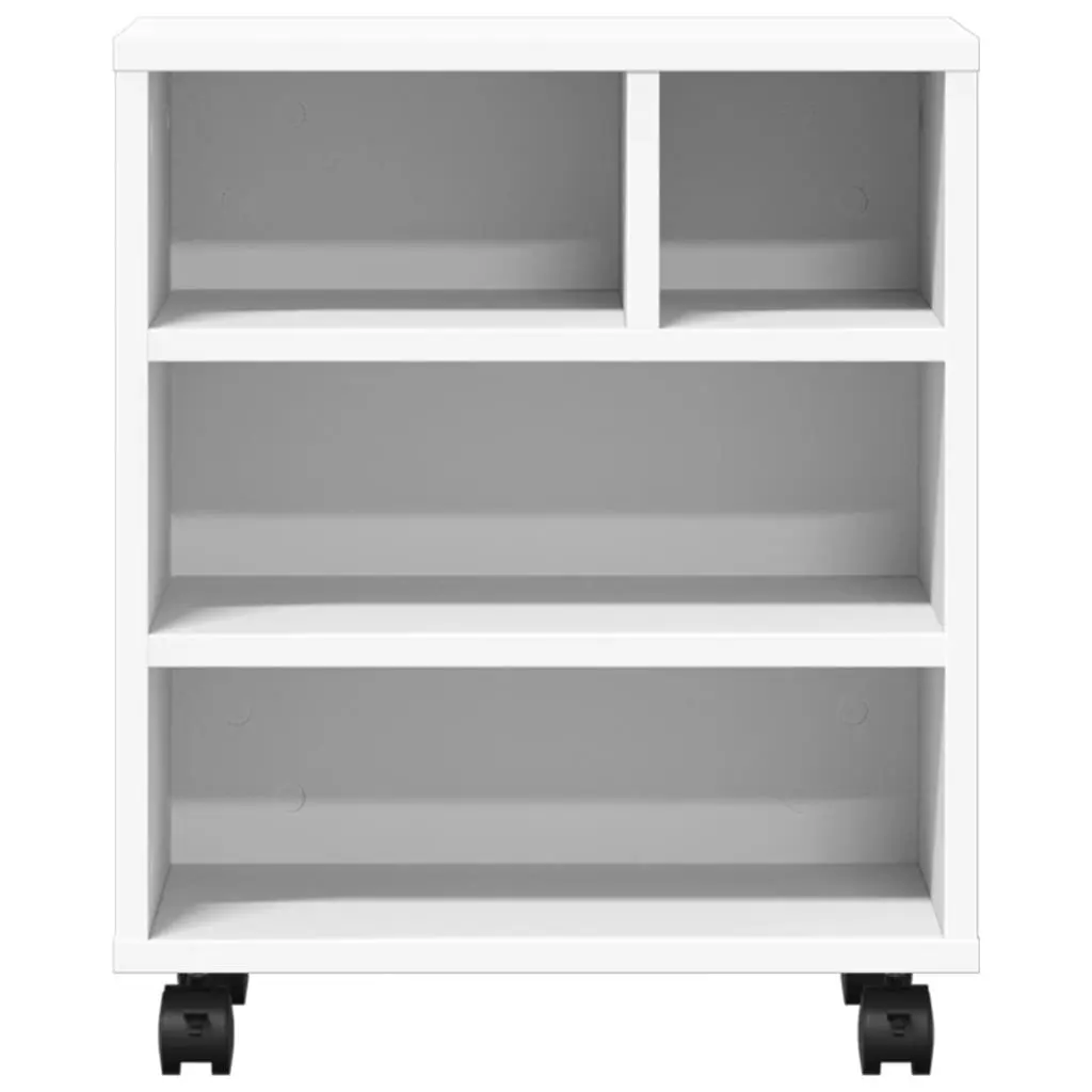 Printer Stand Mobile Organiser Storage Shelf 41 x 32 x 48 cm White Engineered Wood