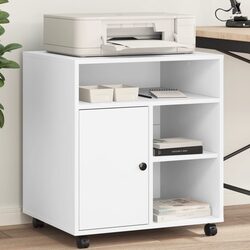 Efficient White Printer Stand with Ample Storage