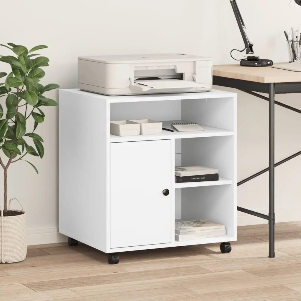 White Printer Stand with Ample Storage