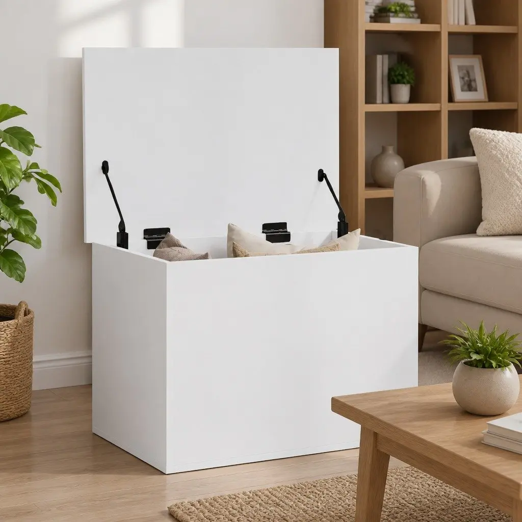 Storage Chest Toy Box Organiser 60x42x46 cm White Engineered Wood