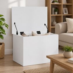 Warm and Reliable White Storage Box 60x42x46 cm