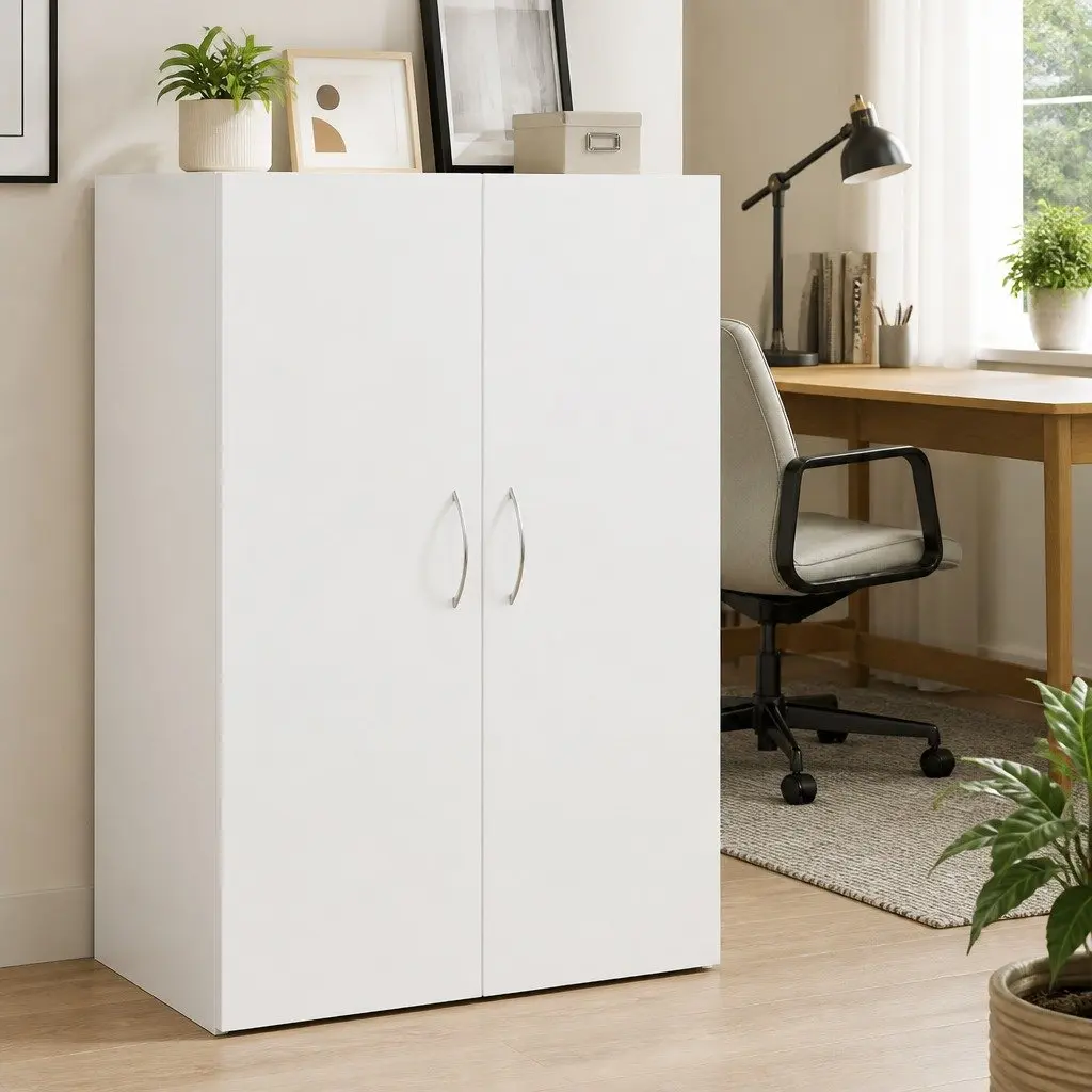 File Cabinet White Storage Organizer Engineered Wood Office Shelves Document