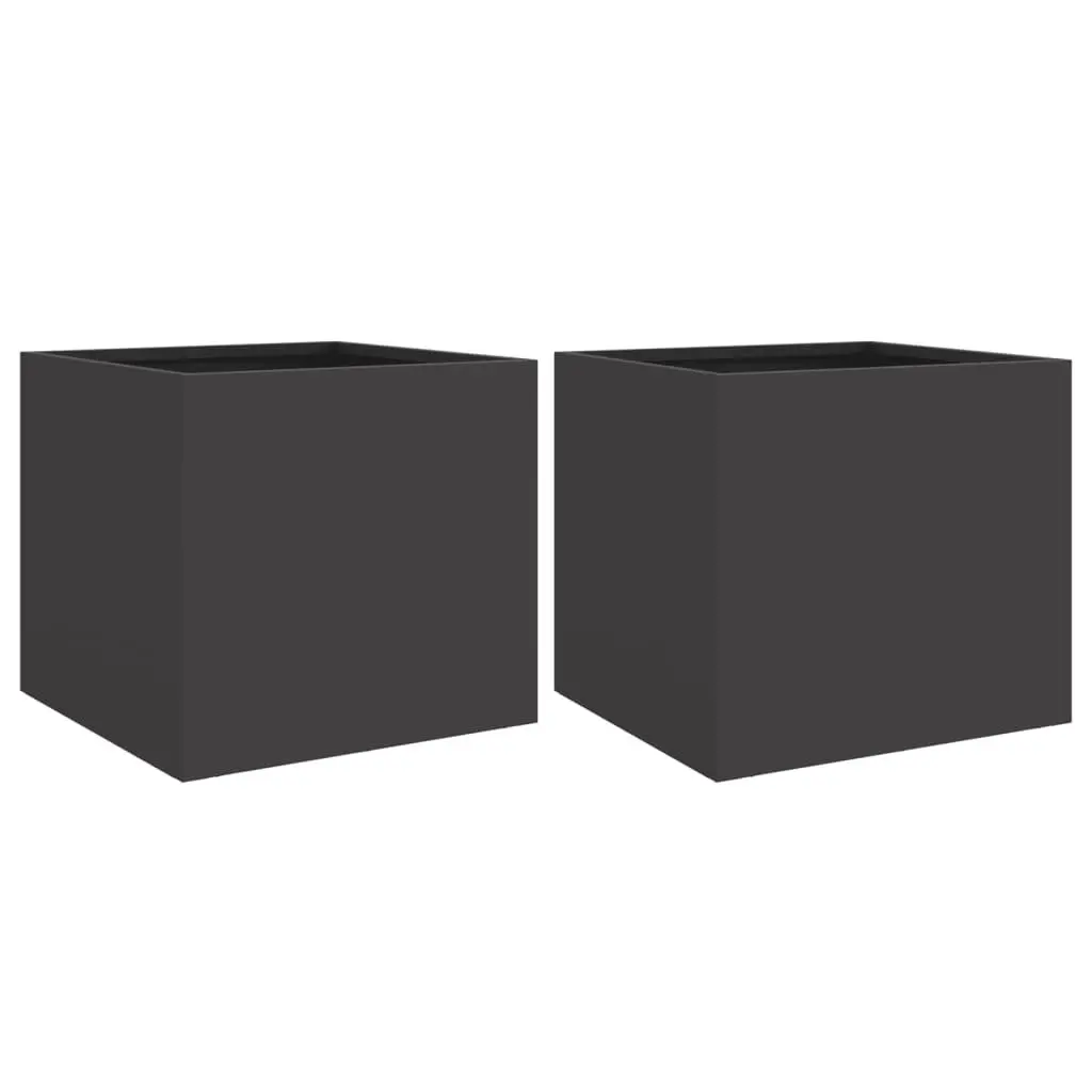 Steel Planters Garden Flower Pot 32x30x29 cm Black 2 Piece