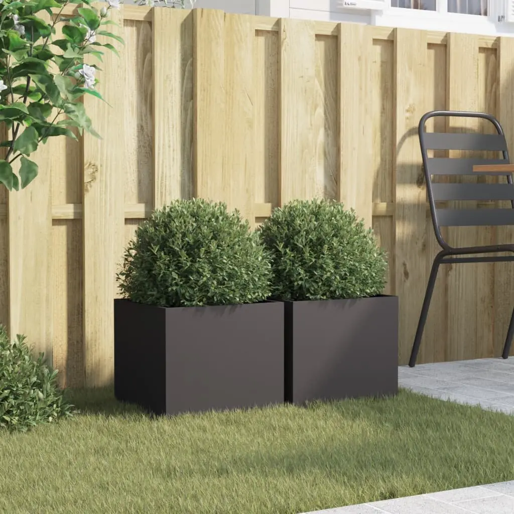 Steel Planters Garden Flower Pot 32x30x29 cm Black 2 Piece
