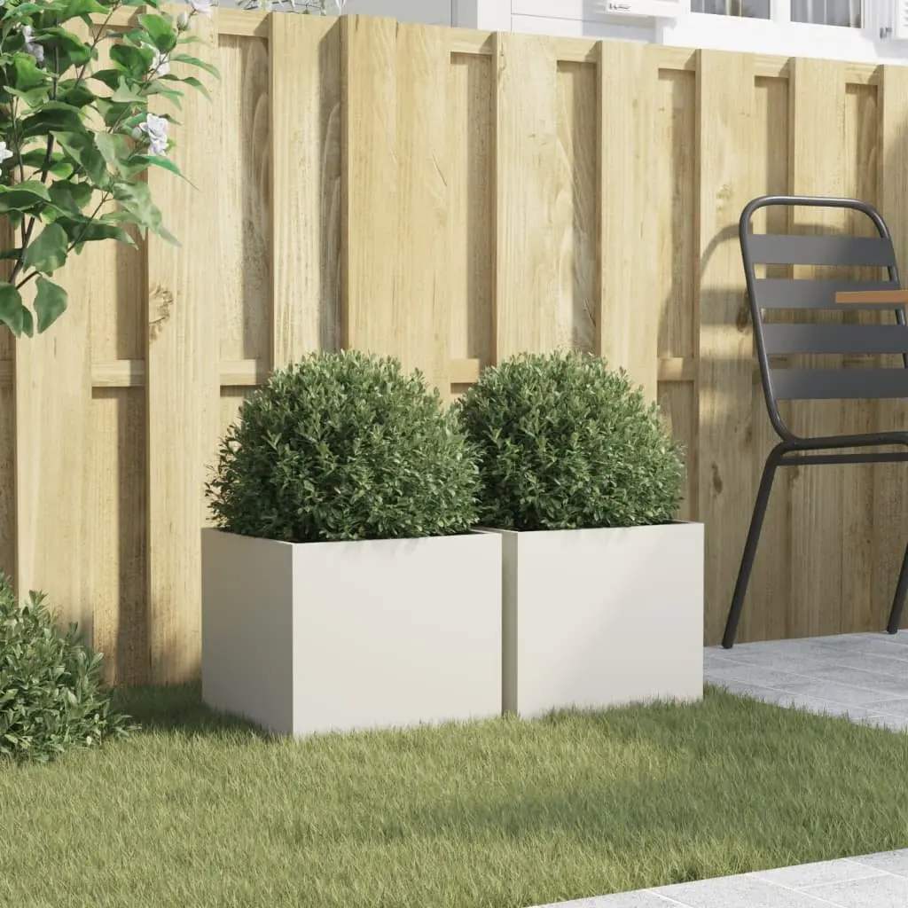 Steel Planters Outdoor Raised Flower Beds 32 x 30 x 29 cm White 2 pcs