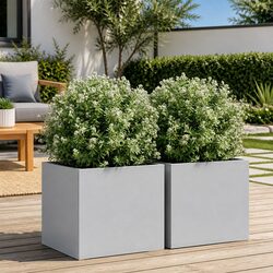 Reliable and Stylish 2 Pcs Silver Garden Planters, 32x30x29 cm