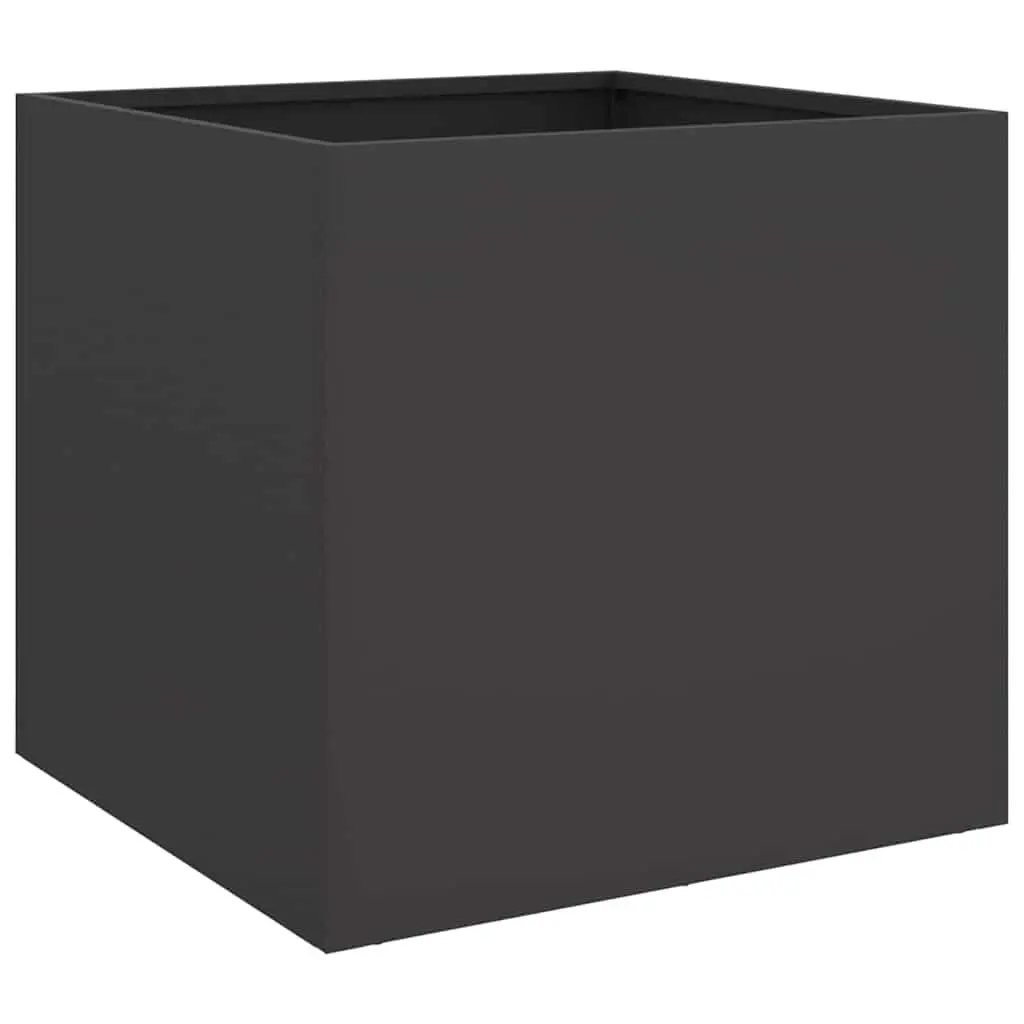 Planter Box Outdoor Decorative Container Black Steel 42 x 40 x 39 cm