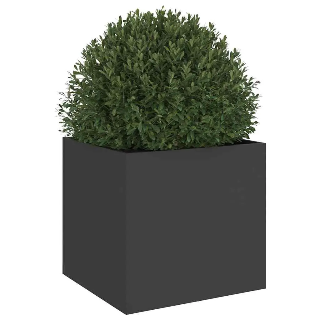 Planter Box Outdoor Decorative Container Black Steel 42 x 40 x 39 cm