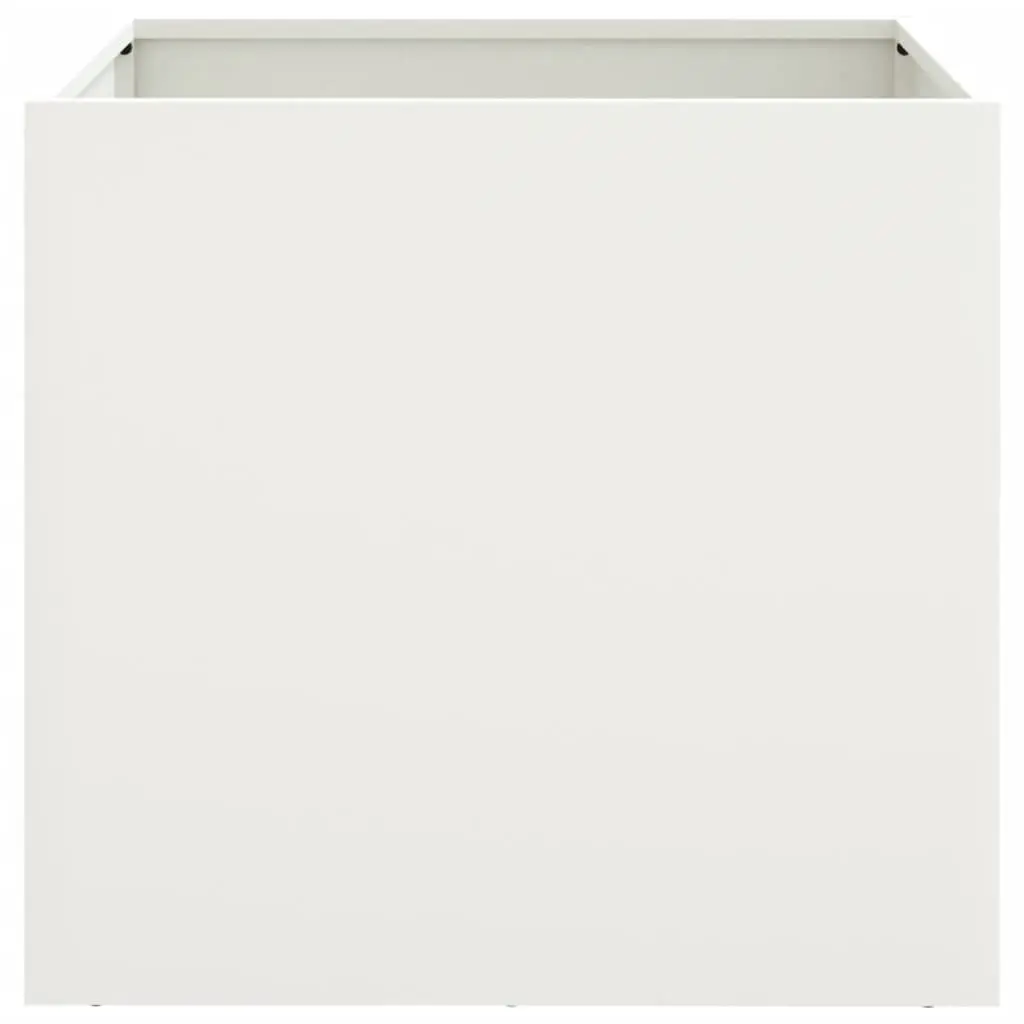 Raised Planter Flower Box Outdoor Pot 42 x 40 x 39 cm White Steel Frame