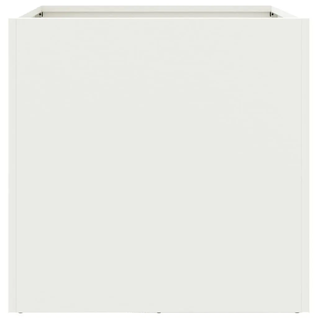 Raised Planter Flower Box Outdoor Pot 42 x 40 x 39 cm White Steel Frame