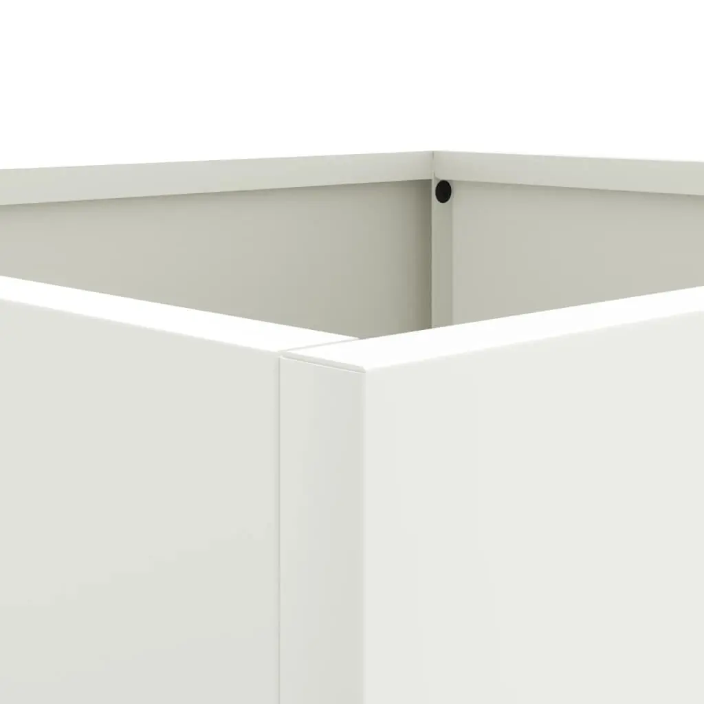 Raised Planter Flower Box Outdoor Pot 42 x 40 x 39 cm White Steel Frame