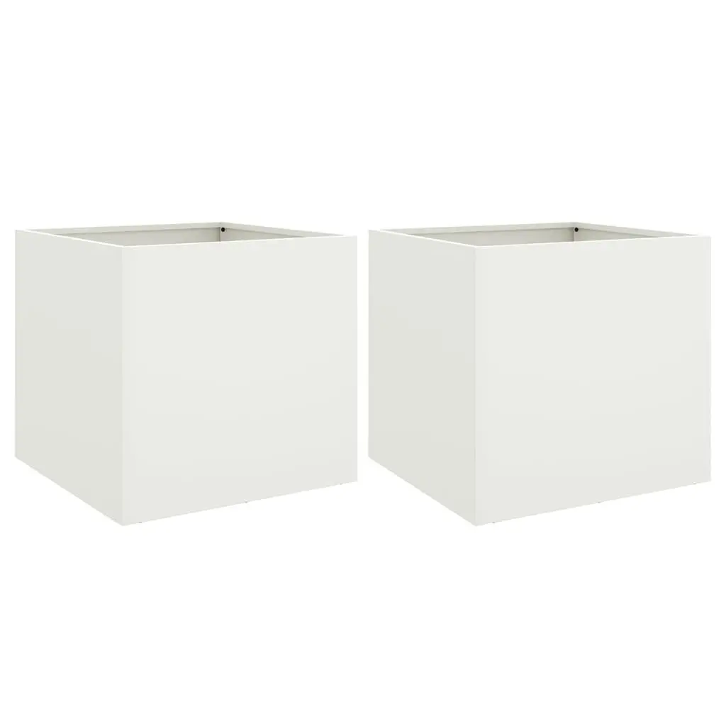 Steel Planters for Garden Flower Pots 42 x 40 x 39 cm White 2 Piece