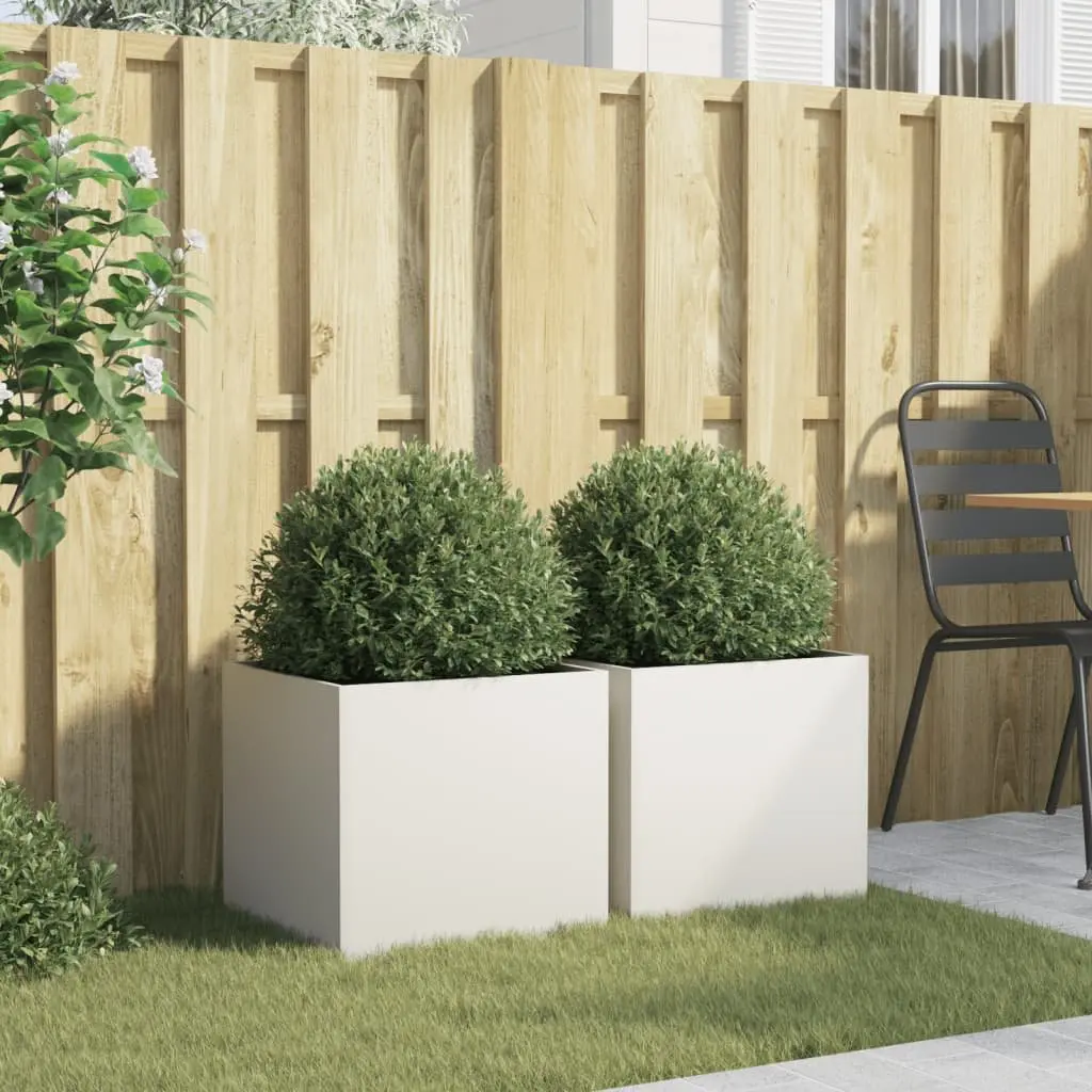 Steel Planters for Garden Flower Pots 42 x 40 x 39 cm White 2 Piece