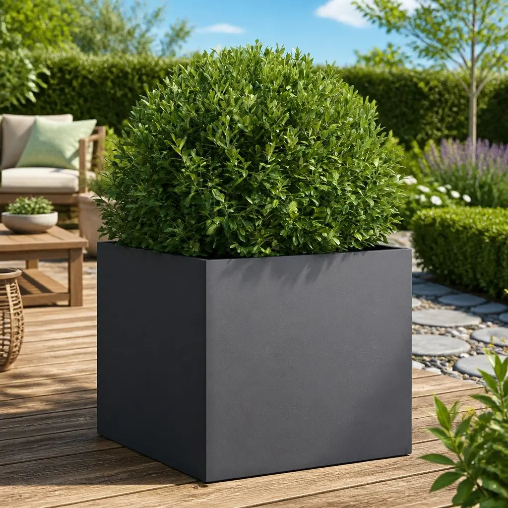 Steel Planter Box Raised Bed Anthracite Outdoor Garden Flower Pot 42 x 40 x 39 cm