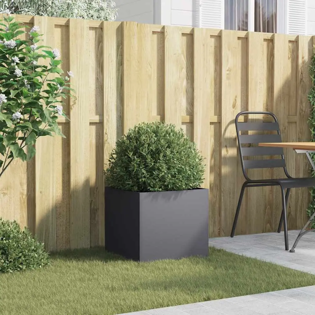 Steel Planter Box Raised Bed Anthracite Outdoor Garden Flower Pot 42 x 40 x 39 cm