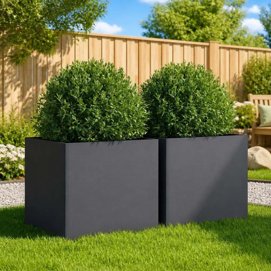 Raised Bed Planter Boxes Garden Outdoor Flower Pot 42 x 40 x 39 cm Anthracite 2 Piece