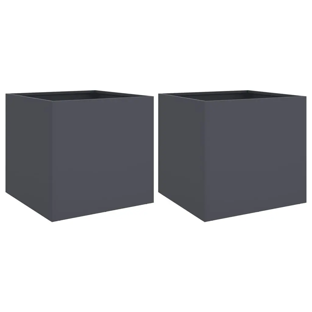 Raised Bed Planter Boxes Garden Outdoor Flower Pot 42 x 40 x 39 cm Anthracite 2 Piece
