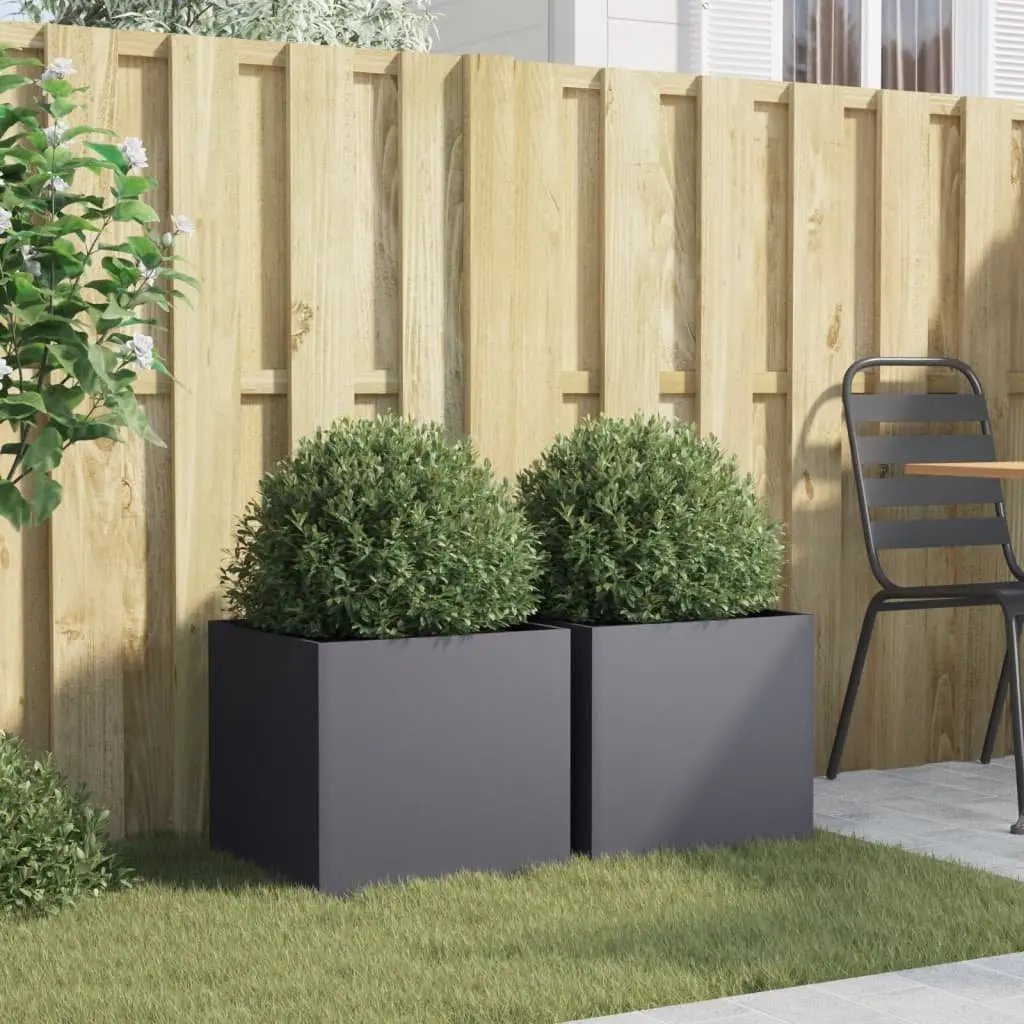 Raised Bed Planter Boxes Garden Outdoor Flower Pot 42 x 40 x 39 cm Anthracite 2 Piece
