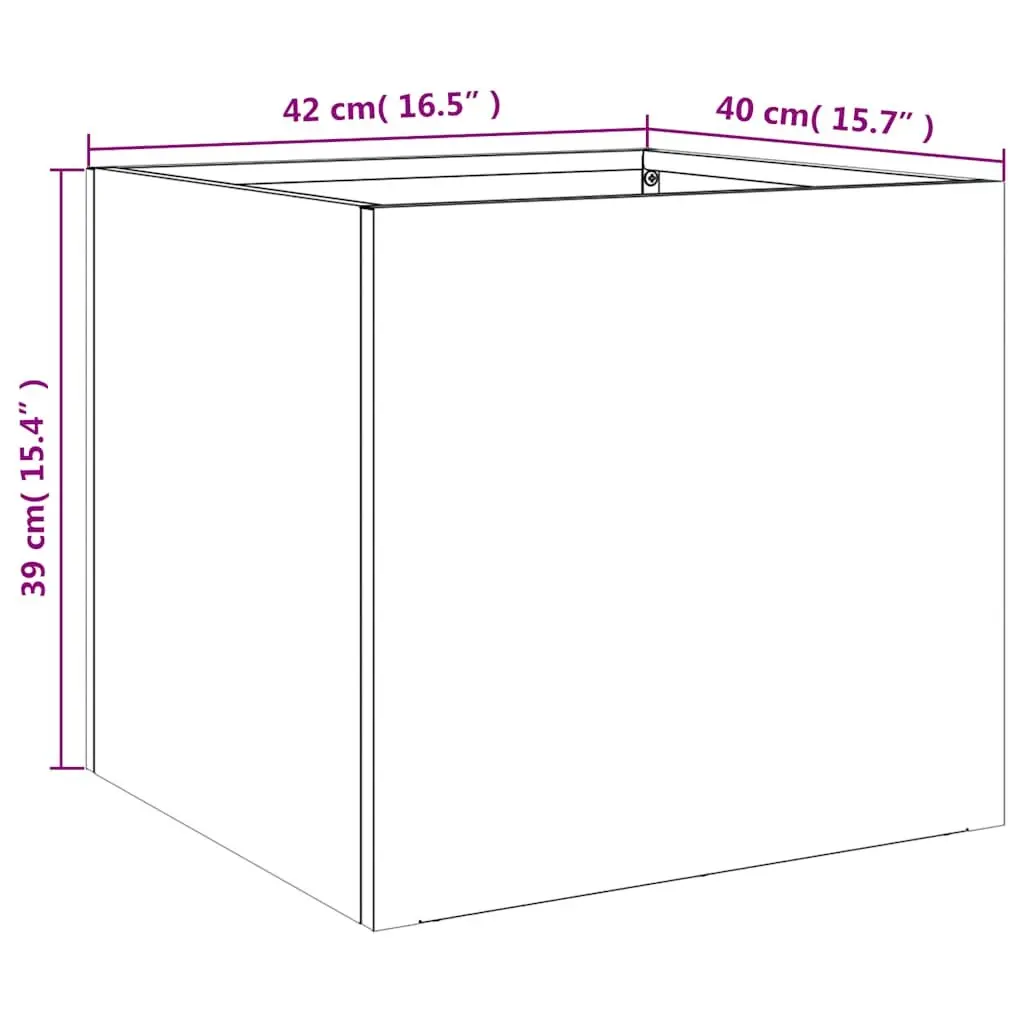 Galvanised Steel Planter Raised Bed Garden Pot 42 x 40 x 39 cm Silver